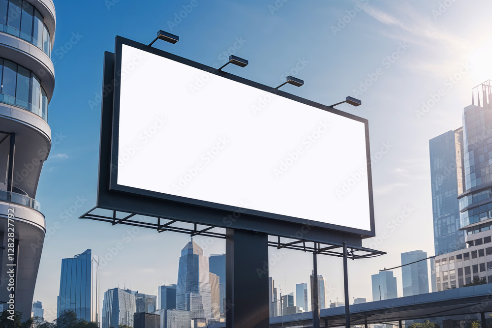 Empty Billboard Mockup with Clear Sky Background Empty Billboard Mockup with Clear Sky Background