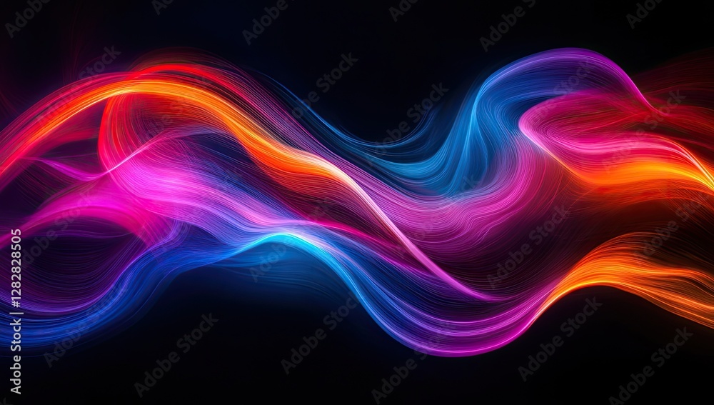 Abstract colorful waves flow, dark background, digital art, website banner Abstract colorful waves flow, dark background, digital art, website banner