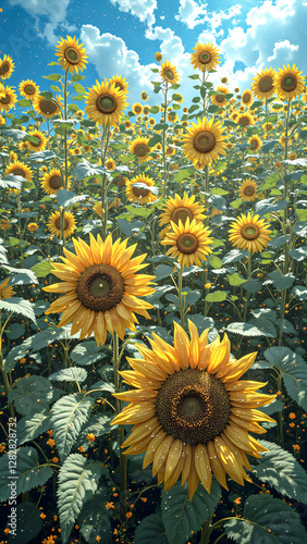 View of sunflowers at Barlow Sunflower Fields.
