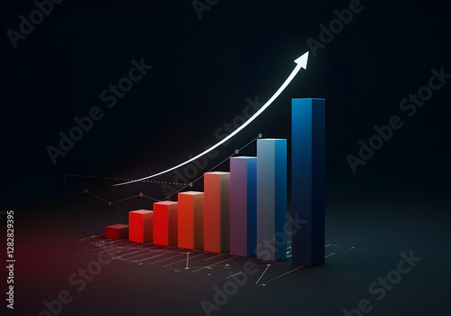 Stylish abstract bar chart rising  modern business growth  and ROI-focused concept. Generated with AI