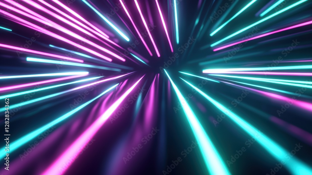 Obraz premium Futuristic neon light streaks in dynamic motion