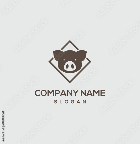 "Minimalist Pig Logo Design for Agriculture and Farming"
