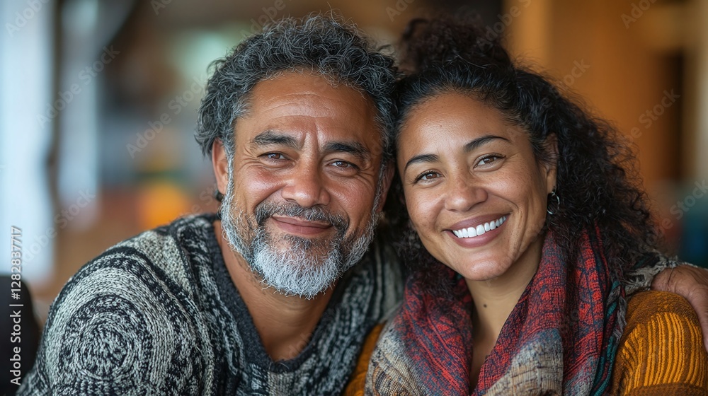 joyful maori couple sitting comfortably in a cozy home warm and inviting living space with love and happiness togetherness and relaxation in a culturally rich and peaceful environment joyful maori couple sitting comfortably in a cozy home warm and inviting living space with love and happiness togetherness and relaxation in a culturally rich and peaceful environment