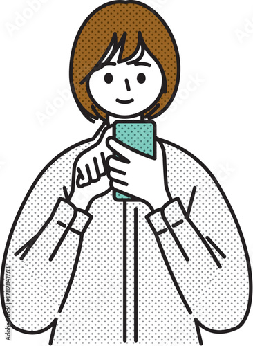 スマホを操作する若い女性