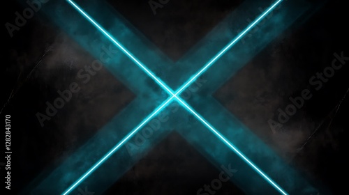 Abstract Neon Cross Lines Dark Background