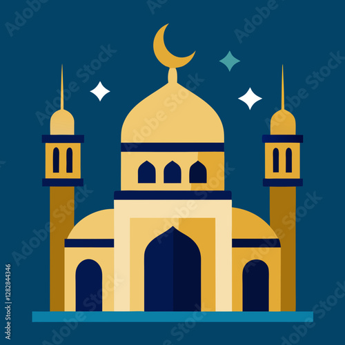 Adhan Icon – Mosque with Call to Prayer Symbol Vector