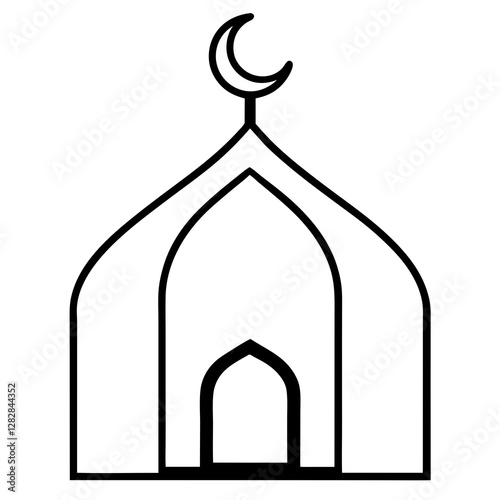 Adhan Icon – Mosque with Call to Prayer Symbol Vector