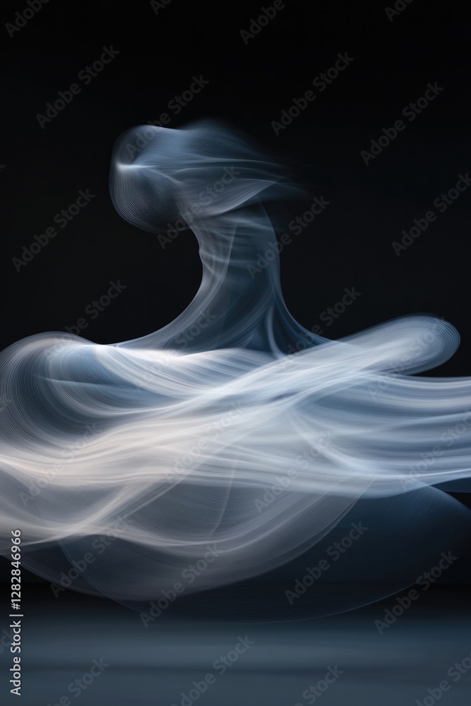 Fototapeta premium digital reinterpretation of yoga pose body transforming into fluid wave-like forms merging physical movement with abstract