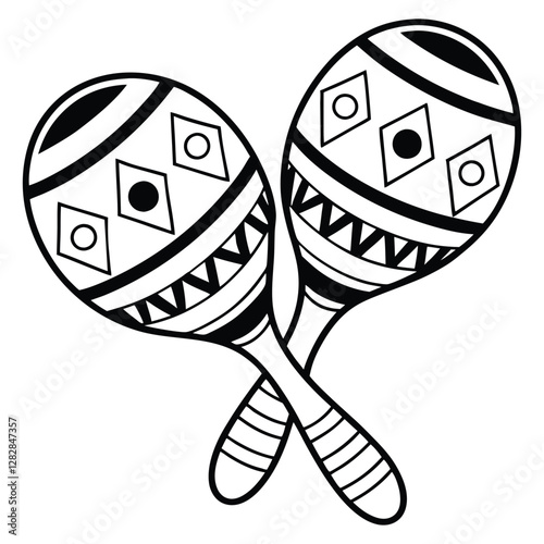 Symmetrical maracas with traditional art patterns