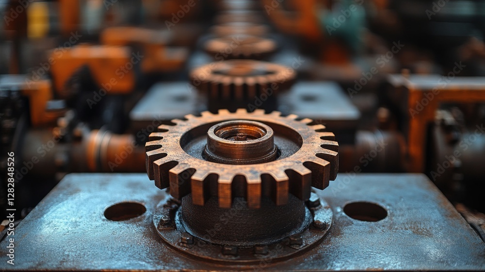 Close-Up of Industrial Gear in Mechanical Engineering Workshop Close-Up of Industrial Gear in Mechanical Engineering Workshop