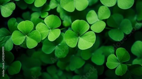 A close up of green clovers photo