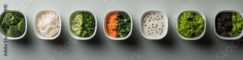 floating grid of nutritious meals each portion carefully arranged creating structured meal plan for weight loss with