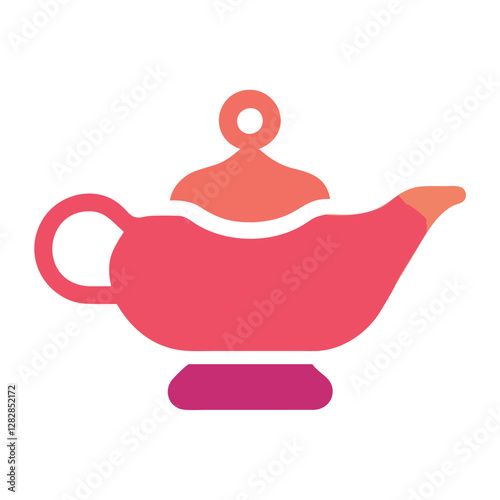 Magic lamp icon in gradient pink and orange, symbol of wishes and possibilities