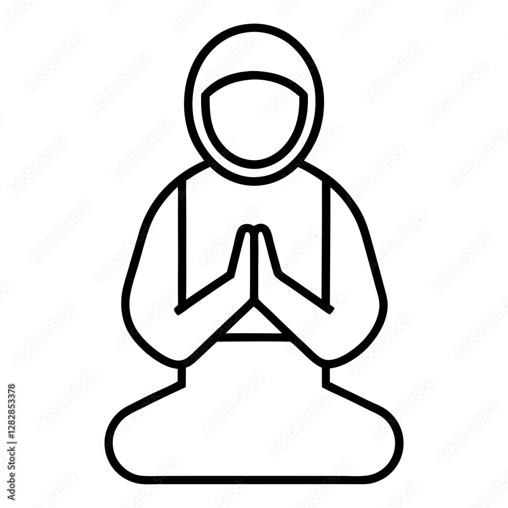 Salah Prayer Icon – Person in Worship Position Vector Salah Prayer Icon – Person in Worship Position Vector