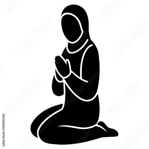Salah Prayer Icon – Person in Worship Position Vector