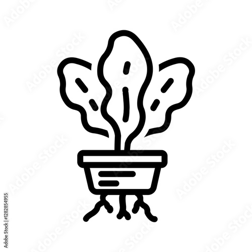 Vector black line icon for Leafy green