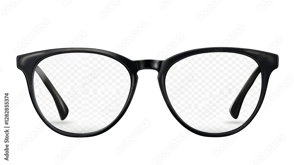 Fototapeta premium Stylish black glasses with transparency background png format studio environment modern viewpoint