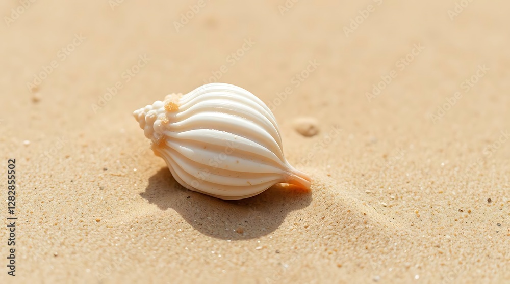 Photo Depicting Simple Nature Elements A Seashell On A Sandy Beach, Smooth Curves, Warm Sandy Tones, Natural Lighting, Horizontal Framing, Shallow Depth Of . Photo Depicting Simple Nature Elements A Seashell On A Sandy Beach, Smooth Curves, Warm Sandy Tones, Natural Lighting, Horizontal Framing, Shallow Depth Of .