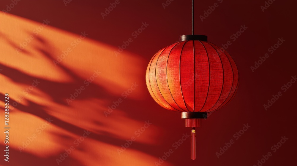 Obraz premium A vibrant red linen kraft paper texture, reminiscent of the warmth of a spring festival lantern, transforms into an abstract pattern, evoking the spirit of Chinese New Year on a minimalist, plain