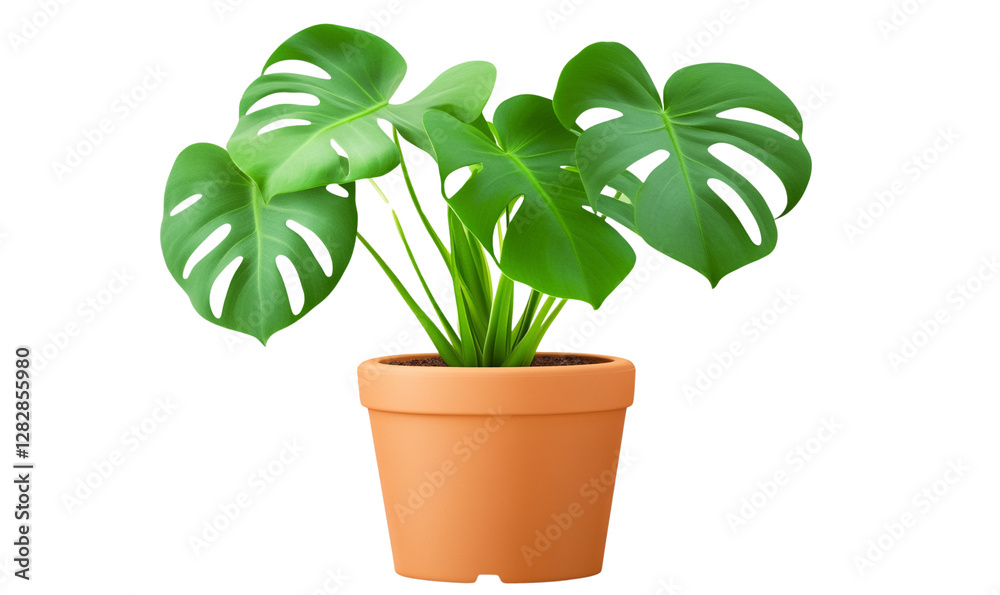 Monstera plant in pot isolated on transparent background Monstera plant in pot isolated on transparent background