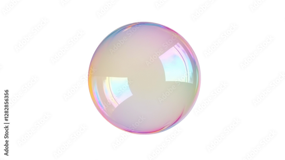 Iridescent Soap Bubble Floating with Soft Reflections and Light Play Iridescent Soap Bubble Floating with Soft Reflections and Light Play