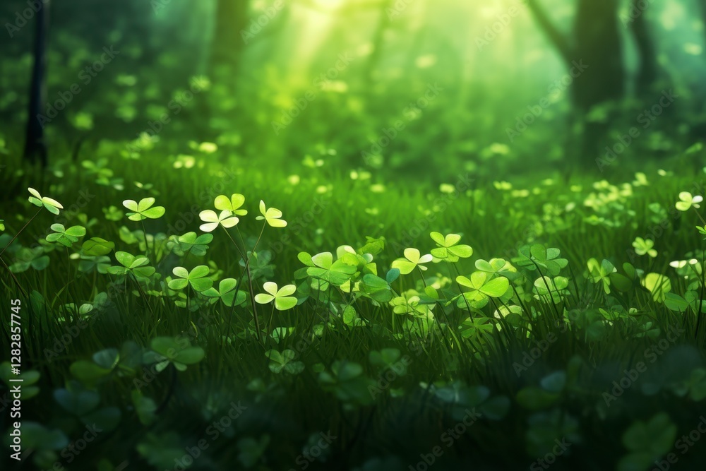 A field of green grass with many clovers A field of green grass with many clovers