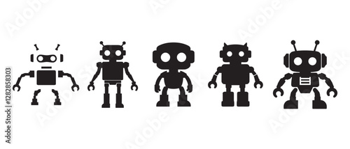 Robot logo silhouette vector on white background