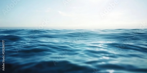 Wallpaper Mural Calm ocean waves under sunny sky, background blur Torontodigital.ca