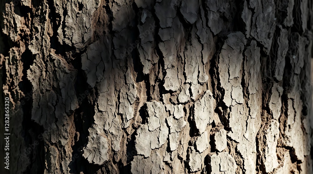 Photo Illustrating Simple Nature Elements A Detailed Close-Up Of Tree Bark, Showcasing Texture And Pattern, Natural Lighting Emphasizing The Wood Grain, Rea.
