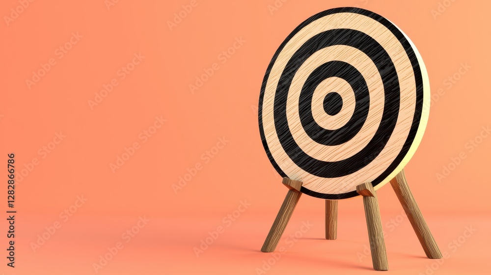 Minimalist 3D Rendering of a Bullseye Target on a Vibrant Orange Background for Sports Training Concepts Minimalist 3D Rendering of a Bullseye Target on a Vibrant Orange Background for Sports Training Concepts