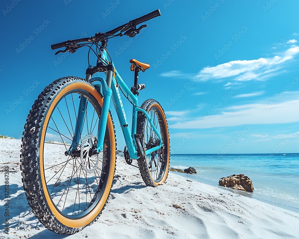 Fototapeta premium Turquoise bike beach sunny seascape