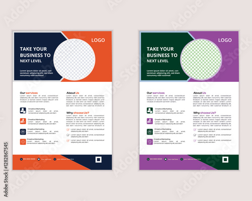 a bundle of 2 templates of a4 flyer, Flyer template layout design. perfect for creative professional business. Creative Corporate & Business Flyer Brochure Template Design, abstract business flyer, 