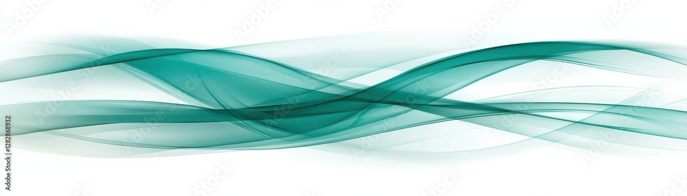Obraz premium A flowing, abstract design featuring smooth teal waves, creating a sense of movement and tranquility.
