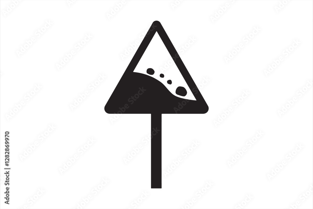 Falling Stones Icon Road Safety Warning Vector Design Falling Stones Icon Road Safety Warning Vector Design