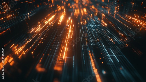 Abstract Digital Network: Glowing Lines and Data Streams