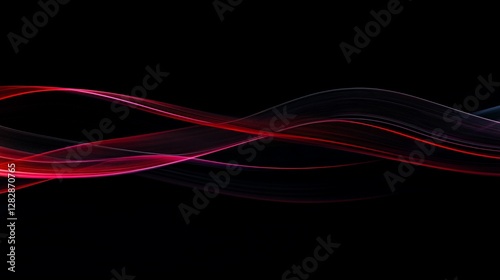 Abstract Red and Blue Waves on Black Background: A Digital Art