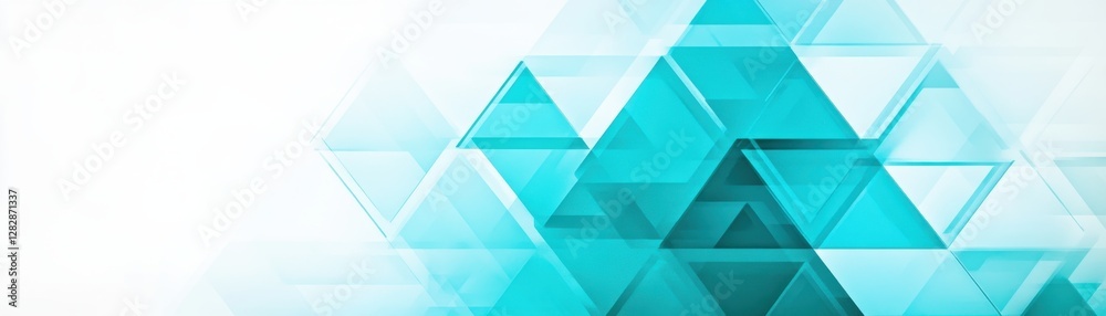Obraz premium A sleek, modern abstract design featuring overlapping turquoise triangles on a light background, conveying a sense of clarity and innovation.