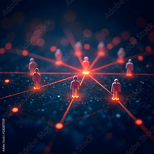 “Business Networking Web” – People connected by glowing digital lines (Futuristic, Cyber Theme) photo