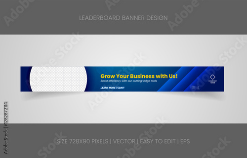 leaderboard 728x90 template banner design with abstract background for promotion website social media 