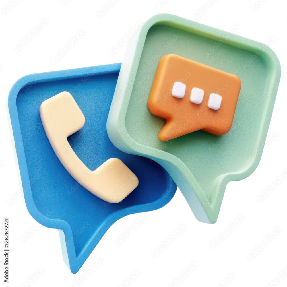 Chat and phone icons in speech bubbles, symbolizing communication Chat and phone icons in speech bubbles, symbolizing communication
