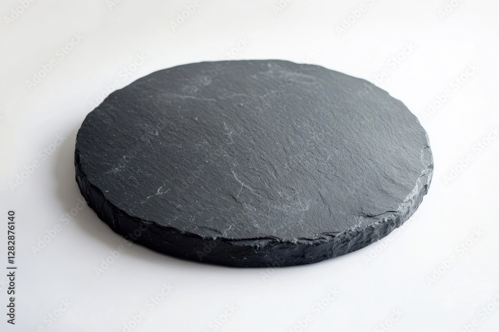Elegant round slate stone display for culinary styling or contemporary home decor, highlighting minimalist design and adaptability in dining aesthetics Elegant round slate stone display for culinary styling or contemporary home decor, highlighting minimalist design and adaptability in dining aesthetics