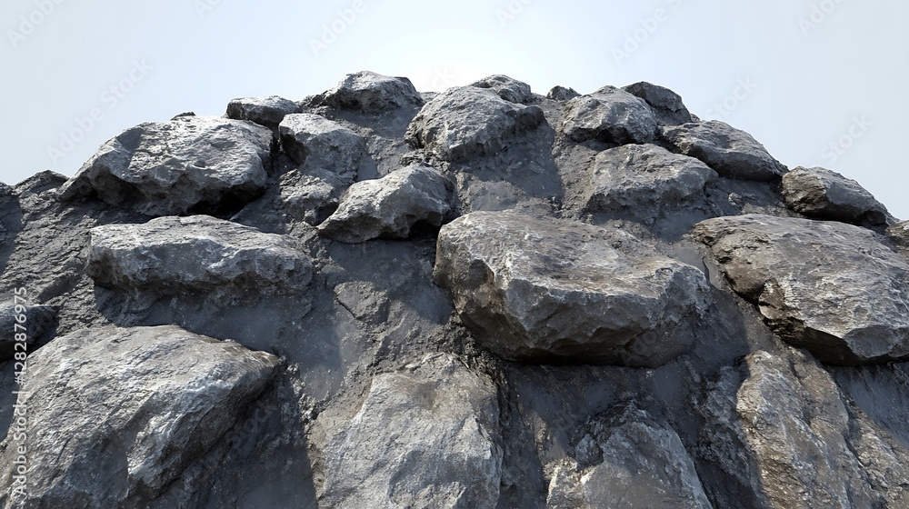 Large textured gray and black rocks sitting together closely Large textured gray and black rocks sitting together closely