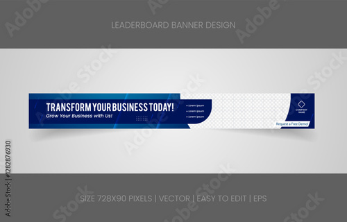 leaderboard 728x90 template banner design with abstract background for promotion website social media 