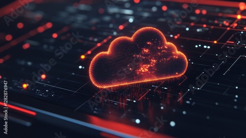 Abstract cloud data visualization on circuit board