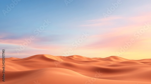 Fototapeta Naklejka Na Ścianę i Meble -  Sunset over rolling sand dunes in a desert landscape.