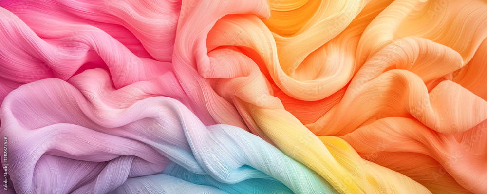 Obraz premium Soft, flowing fabric in vibrant colors creates serene and artistic atmosphere