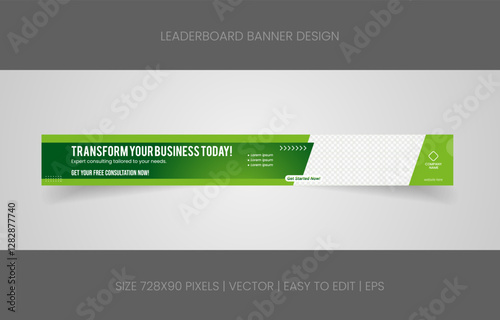 leaderboard 728x90 template banner design with abstract background for promotion website social media 