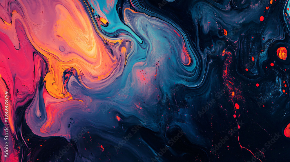 Colorful swirling abstract fluid composition displaying unique artistic patterns