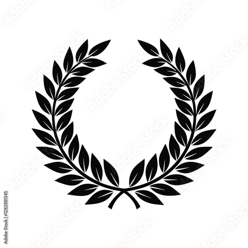 Laurel wreath silhouette vector decorative frame symbolizing accomplishment success and leadership commonly used in award and recognition logos

