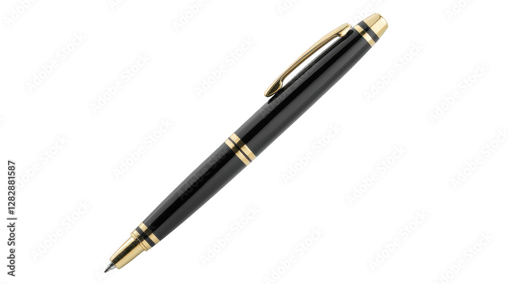 Elegant black and gold fountain pen isolated on a white background Elegant black and gold fountain pen isolated on a white background
